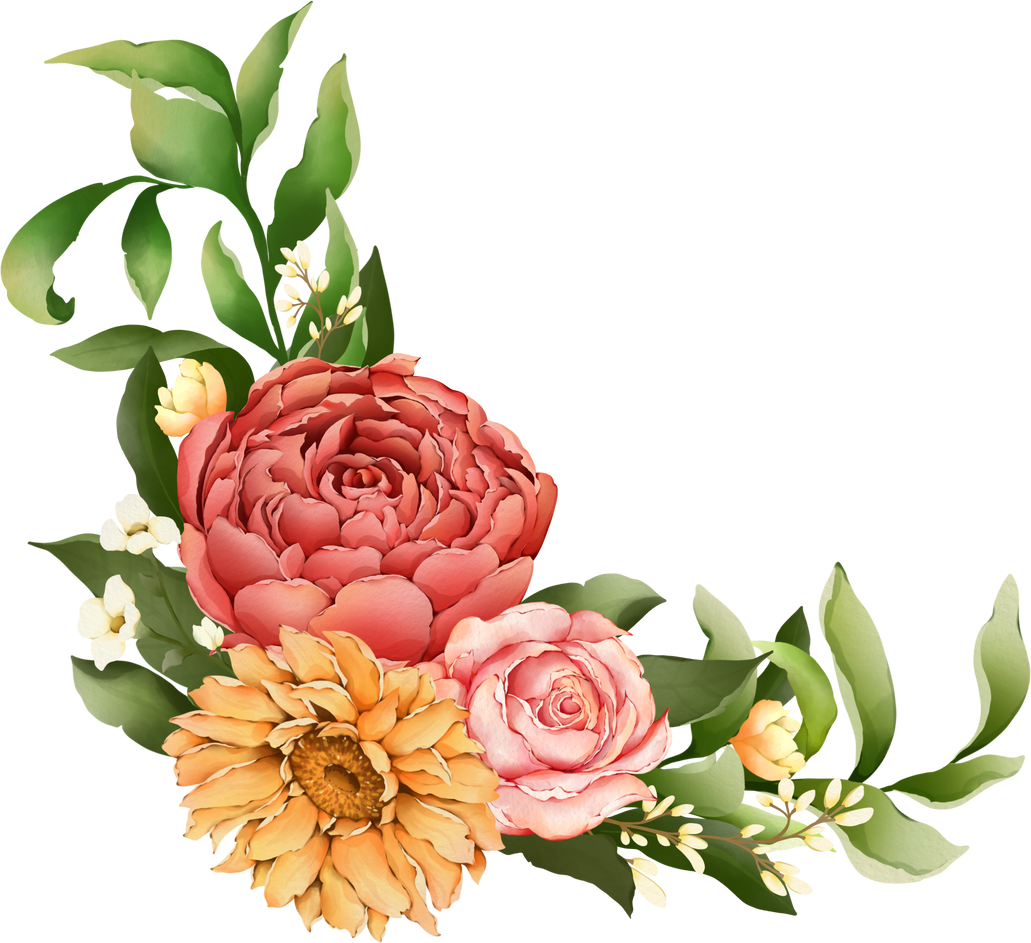 Watercolor flower bouquet clipart